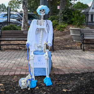 Scarecrow # 37 - Dr. Seymour Bones, DVM. With patients, Bone Jovi (Dog) and Skelly Clarkson (cat)